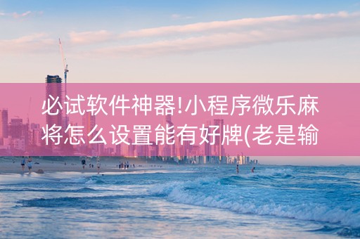必试软件神器!小程序微乐麻将怎么设置能有好牌(老是输为什么)