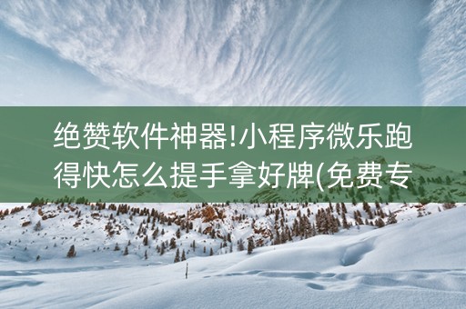 绝赞软件神器!小程序微乐跑得快怎么提手拿好牌(免费专用神器)