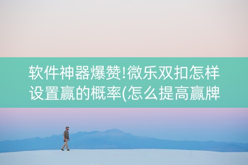 软件神器爆赞!微乐双扣怎样设置赢的概率(怎么提高赢牌率)