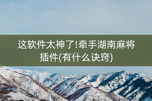 这软件太神了!牵手湖南麻将插件(有什么诀窍)