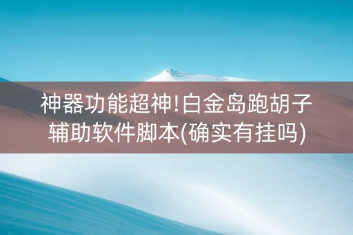 神器功能超神!白金岛跑胡子辅助软件脚本(确实有挂吗)