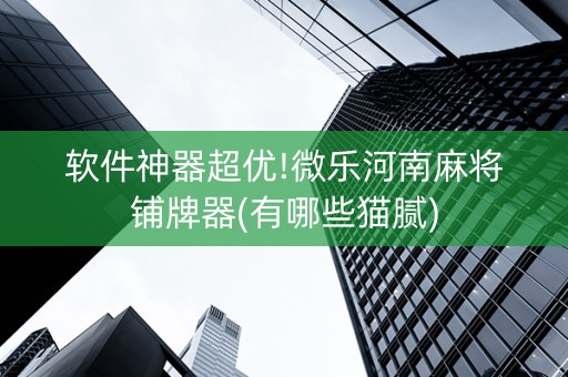 软件神器超优!微乐河南麻将铺牌器(有哪些猫腻)