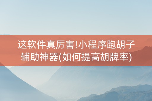 这软件真厉害!小程序跑胡子辅助神器(如何提高胡牌率)