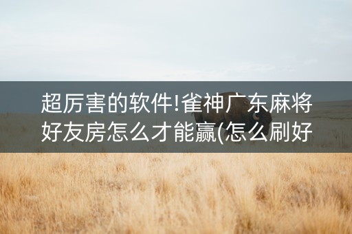 超厉害的软件!雀神广东麻将好友房怎么才能赢(怎么刷好牌)