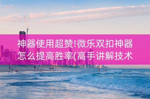 神器使用超赞!微乐双扣神器怎么提高胜率(高手讲解技术)