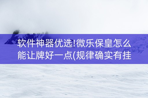 软件神器优选!微乐保皇怎么能让牌好一点(规律确实有挂)