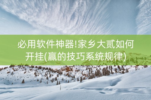 必用软件神器!家乡大贰如何开挂(赢的技巧系统规律)