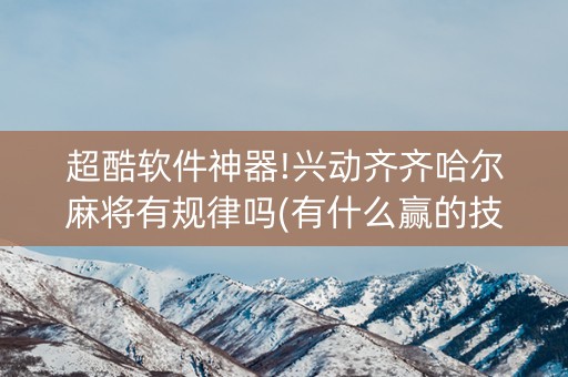 超酷软件神器!兴动齐齐哈尔麻将有规律吗(有什么赢的技巧)