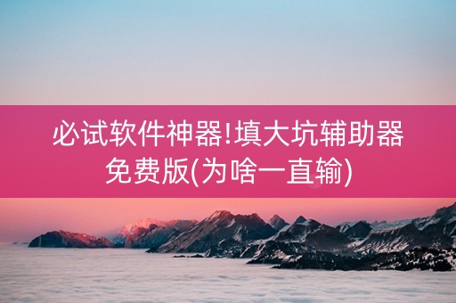 必试软件神器!填大坑辅助器免费版(为啥一直输)