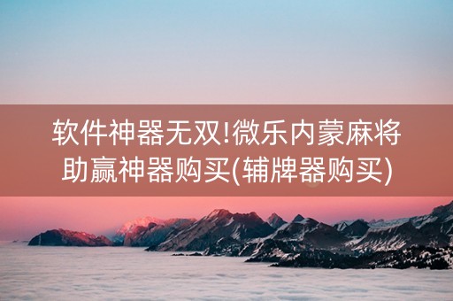 软件神器无双!微乐内蒙麻将助赢神器购买(辅牌器购买)