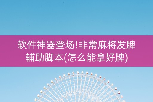 软件神器登场!非常麻将发牌辅助脚本(怎么能拿好牌)