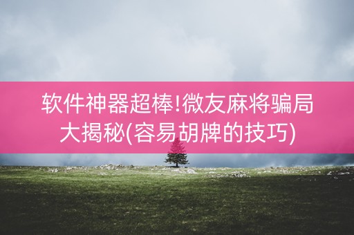 软件神器超棒!微友麻将骗局大揭秘(容易胡牌的技巧)