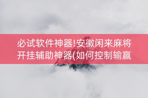 必试软件神器!安徽闲来麻将开挂辅助神器(如何控制输赢)