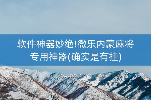 软件神器妙绝!微乐内蒙麻将专用神器(确实是有挂)