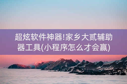 超炫软件神器!家乡大贰辅助器工具(小程序怎么才会赢)
