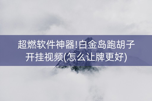 超燃软件神器!白金岛跑胡子开挂视频(怎么让牌更好)
