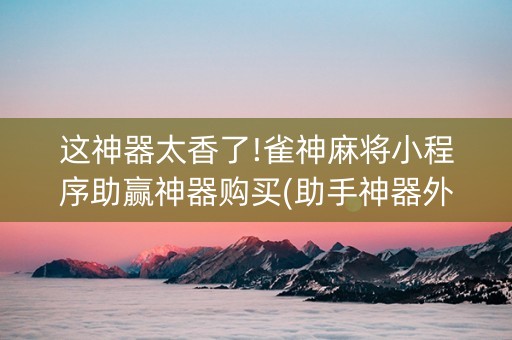 这神器太香了!雀神麻将小程序助赢神器购买(助手神器外辅工具)