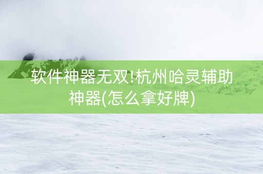 软件神器无双!杭州哈灵辅助神器(怎么拿好牌)