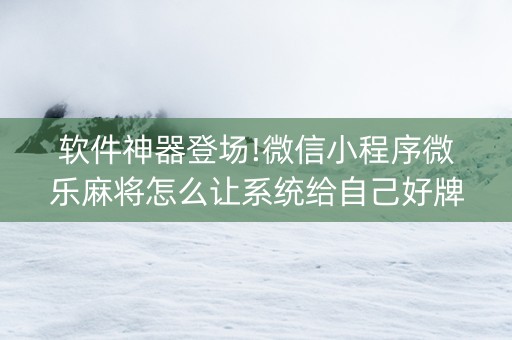 软件神器登场!微信小程序微乐麻将怎么让系统给自己好牌(是否能开挂)