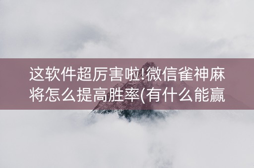这软件超厉害啦!微信雀神麻将怎么提高胜率(有什么能赢的方法)