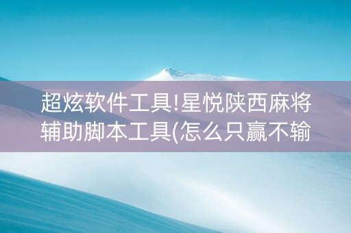 超炫软件工具!星悦陕西麻将辅助脚本工具(怎么只赢不输)