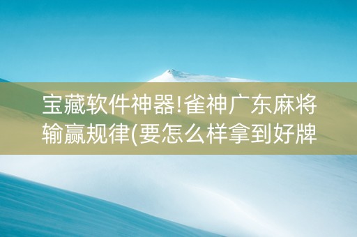宝藏软件神器!雀神广东麻将输赢规律(要怎么样拿到好牌)