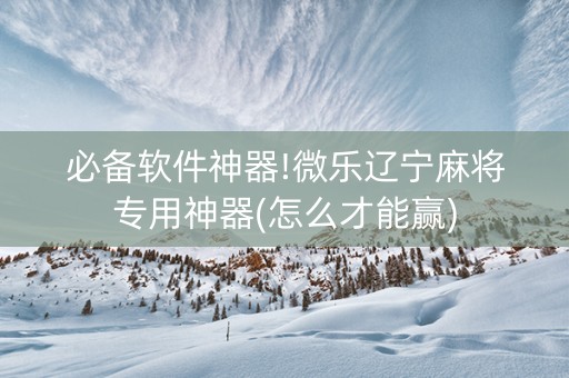 必备软件神器!微乐辽宁麻将专用神器(怎么才能赢)