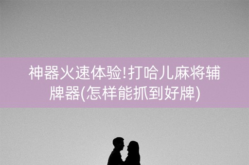 神器火速体验!打哈儿麻将辅牌器(怎样能抓到好牌)