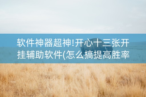 软件神器超神!开心十三张开挂辅助软件(怎么搞提高胜率)