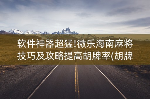 软件神器超猛!微乐海南麻将技巧及攻略提高胡牌率(胡牌神器有猫腻吗)