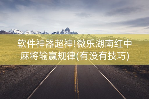 软件神器超神!微乐湖南红中麻将输赢规律(有没有技巧)