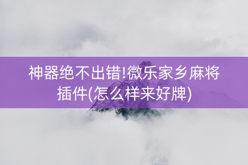 神器绝不出错!微乐家乡麻将插件(怎么样来好牌)