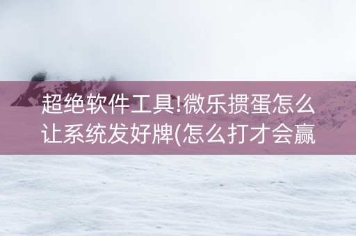 超绝软件工具!微乐掼蛋怎么让系统发好牌(怎么打才会赢)