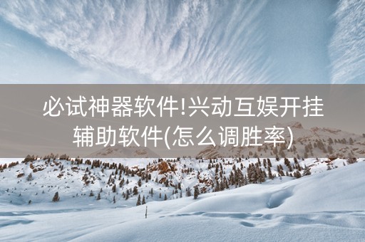 必试神器软件!兴动互娱开挂辅助软件(怎么调胜率)