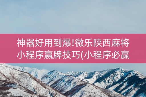 神器好用到爆!微乐陕西麻将小程序赢牌技巧(小程序必赢神器)
