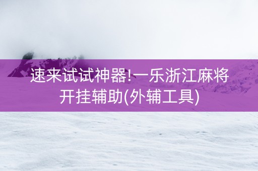 速来试试神器!一乐浙江麻将开挂辅助(外辅工具)