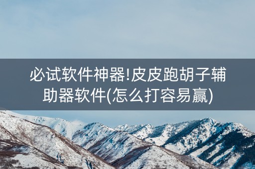 必试软件神器!皮皮跑胡子辅助器软件(怎么打容易赢)