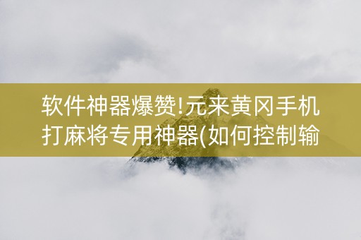 软件神器爆赞!元来黄冈手机打麻将专用神器(如何控制输赢)