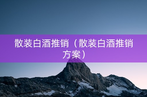 散装白酒推销（散装白酒推销方案）