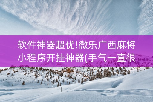 软件神器超优!微乐广西麻将小程序开挂神器(手气一直很差)