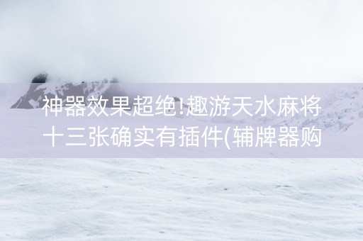 神器效果超绝!趣游天水麻将十三张确实有插件(辅牌器购买)