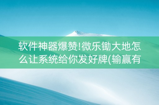 软件神器爆赞!微乐锄大地怎么让系统给你发好牌(输赢有规律)