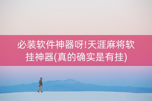 必装软件神器呀!天涯麻将软挂神器(真的确实是有挂)