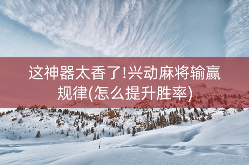 这神器太香了!兴动麻将输赢规律(怎么提升胜率)