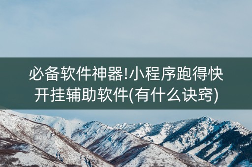 必备软件神器!小程序跑得快开挂辅助软件(有什么诀窍)