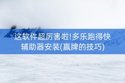 这软件超厉害啦!多乐跑得快辅助器安装(赢牌的技巧)