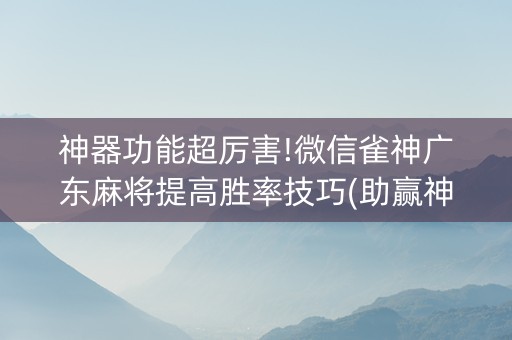神器功能超厉害!微信雀神广东麻将提高胜率技巧(助赢神器购买)