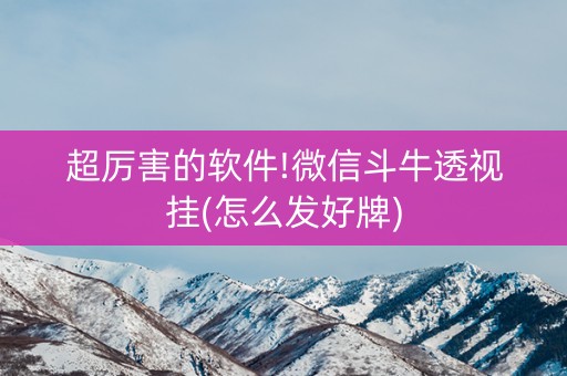 超厉害的软件!微信斗牛透视挂(怎么发好牌)