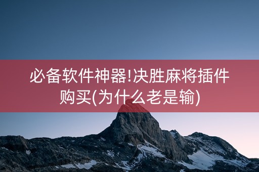 必备软件神器!决胜麻将插件购买(为什么老是输)
