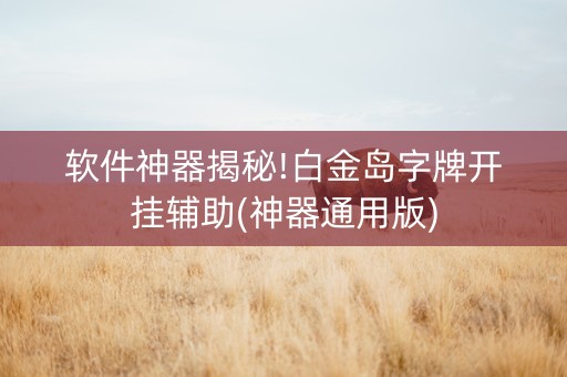 软件神器揭秘!白金岛字牌开挂辅助(神器通用版)